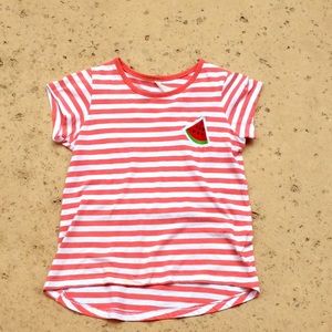 Red and white striped watermelon T-shirt